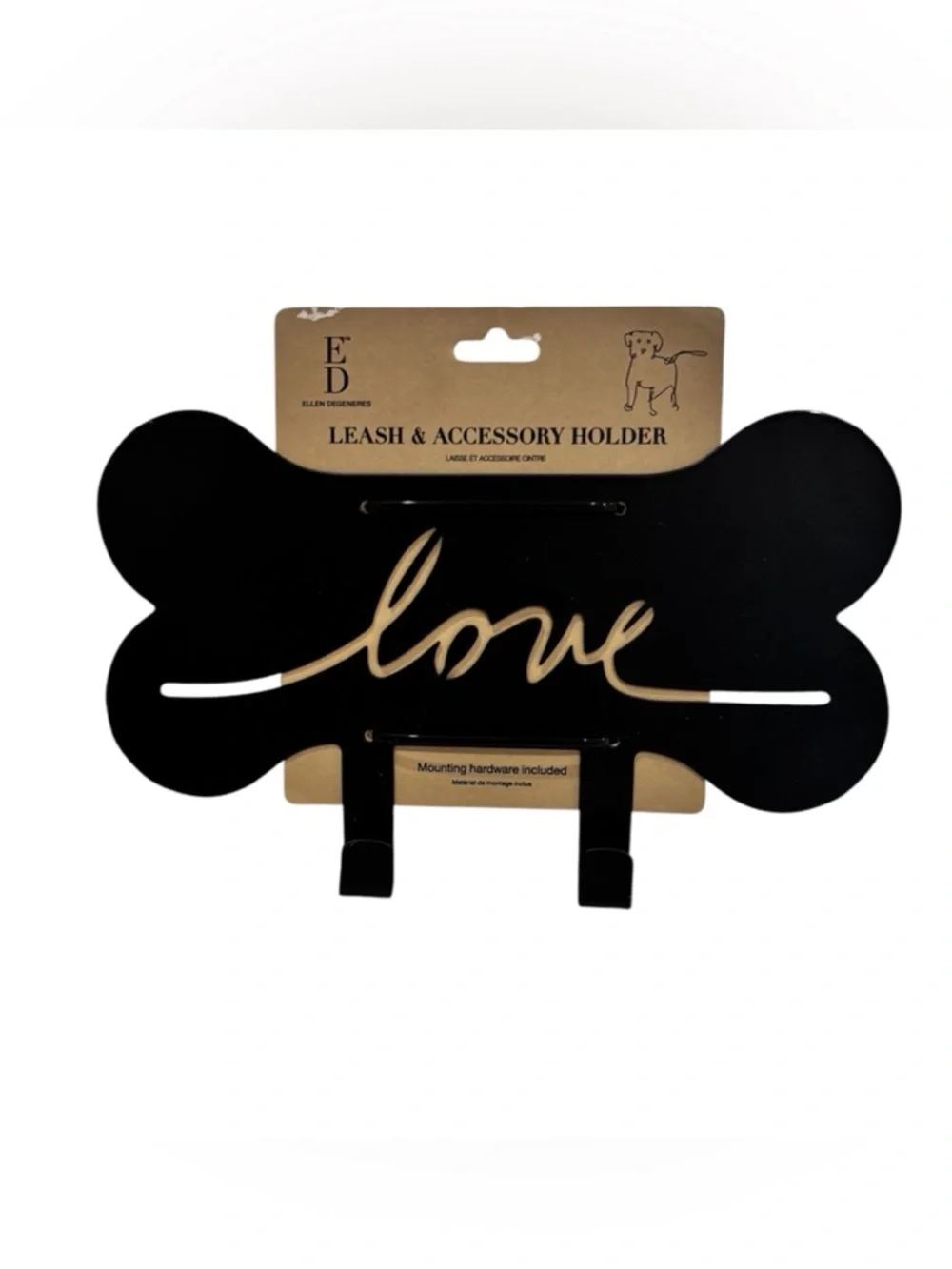Ellen Degeneres Black 'Love' Bone Leash & Accessory Holder